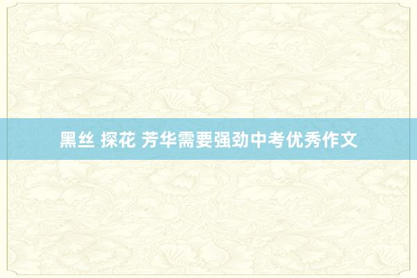 黑丝 探花 芳华需要强劲中考优秀作文
