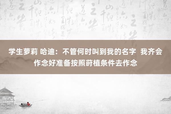 学生萝莉 哈迪：不管何时叫到我的名字  我齐会作念好准备按照莳植条件去作念